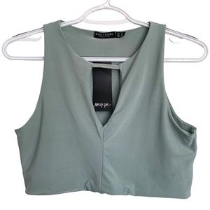 Nasty Gal | Sage Sleeveless Keyhole Cut Out Cropped Top